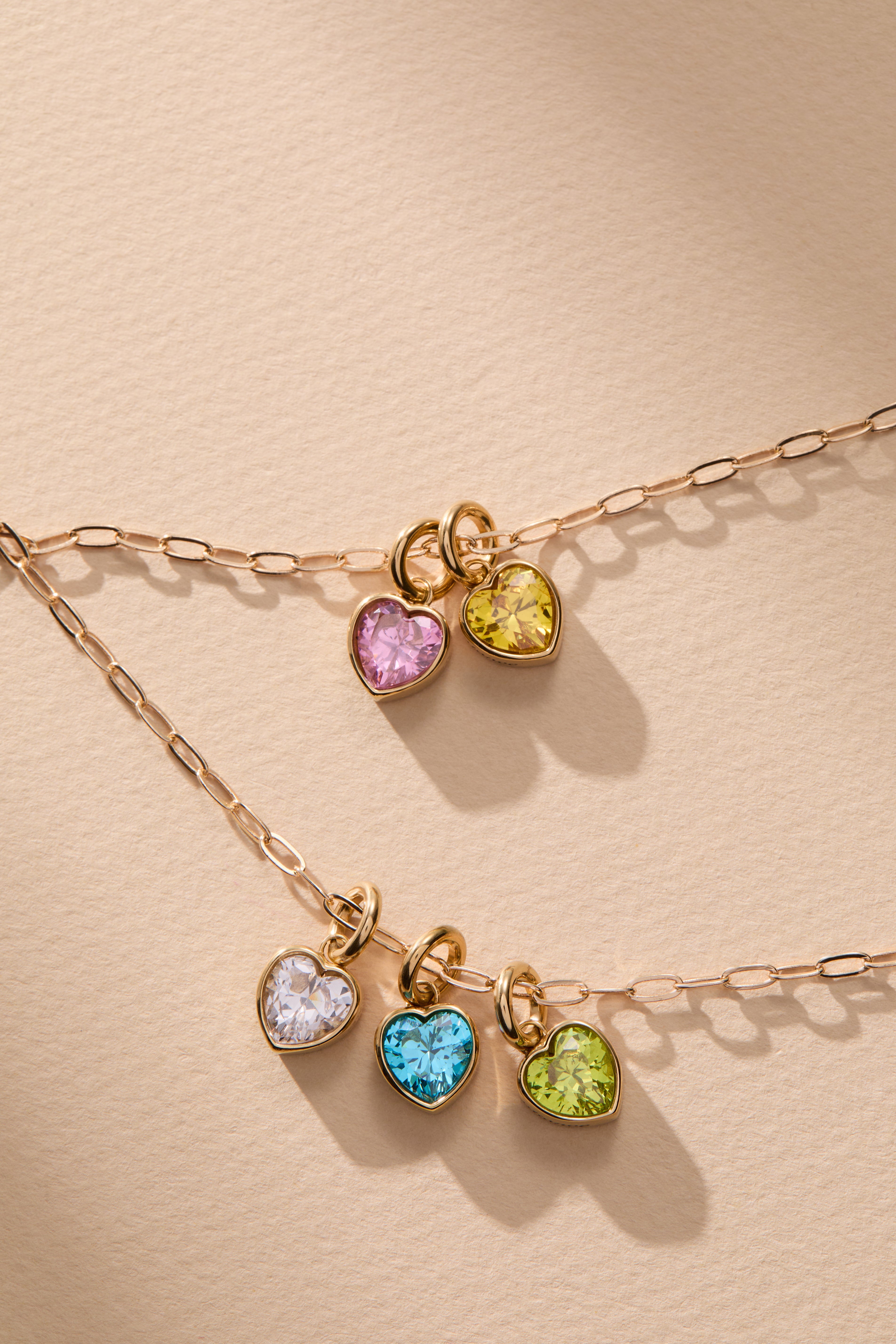 April 'Strength' Heart Birthstone Charm