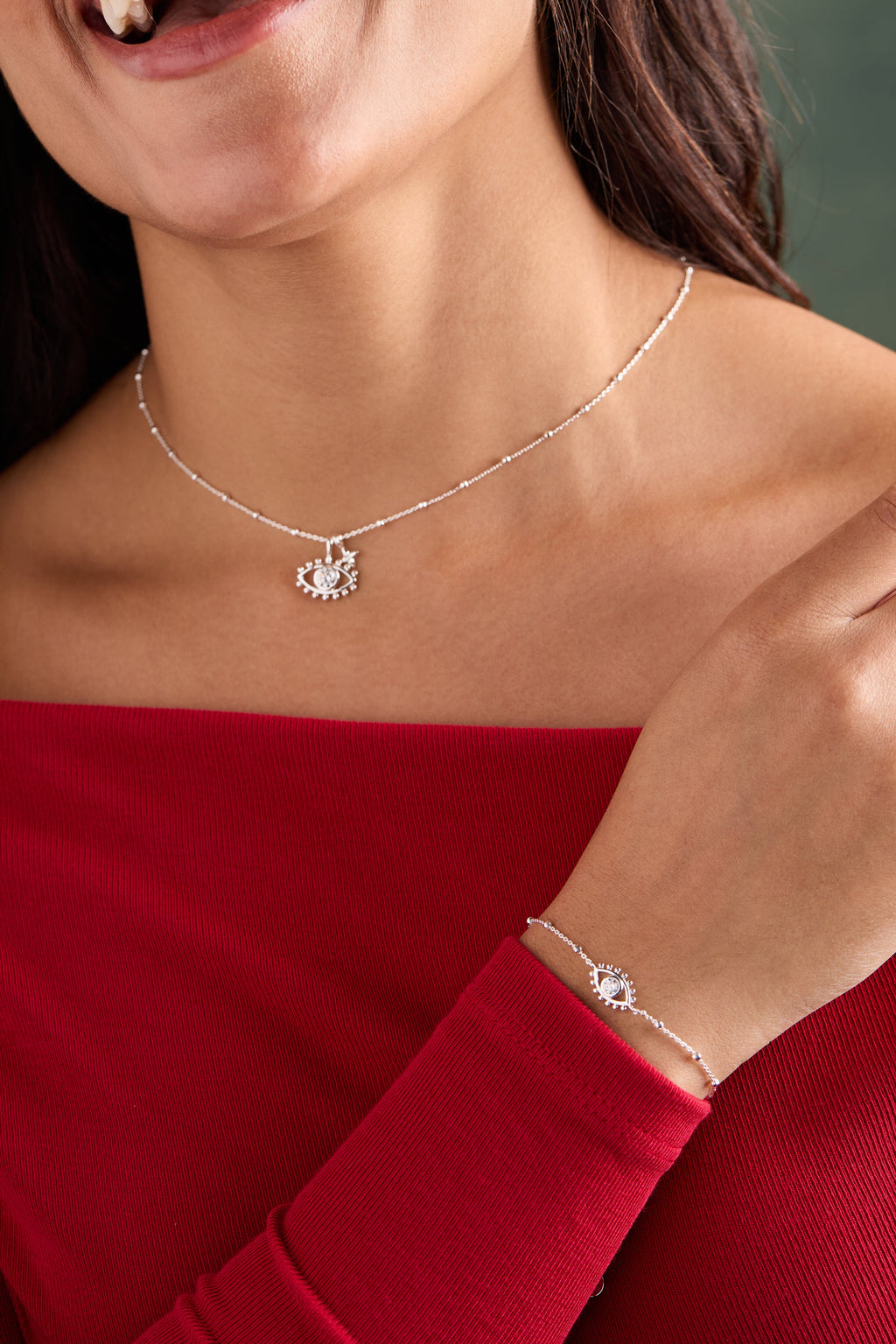 Evil Eye Duo Charm Necklace