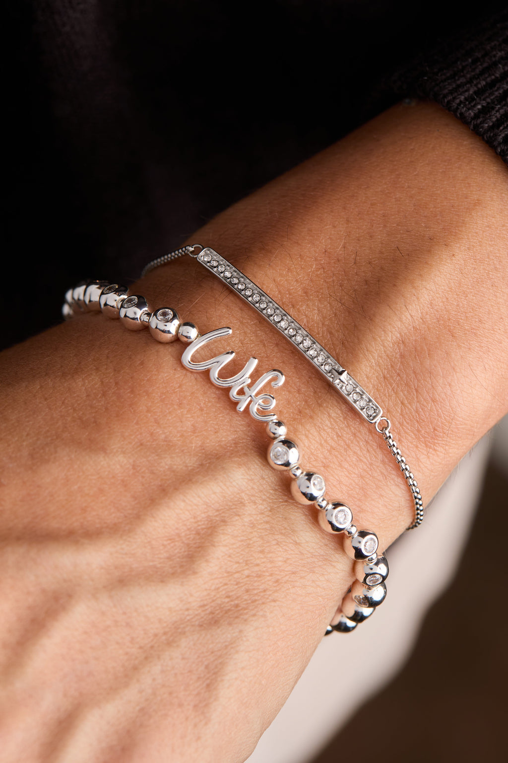 Wife Elongated Crystal Stretch Bracelet