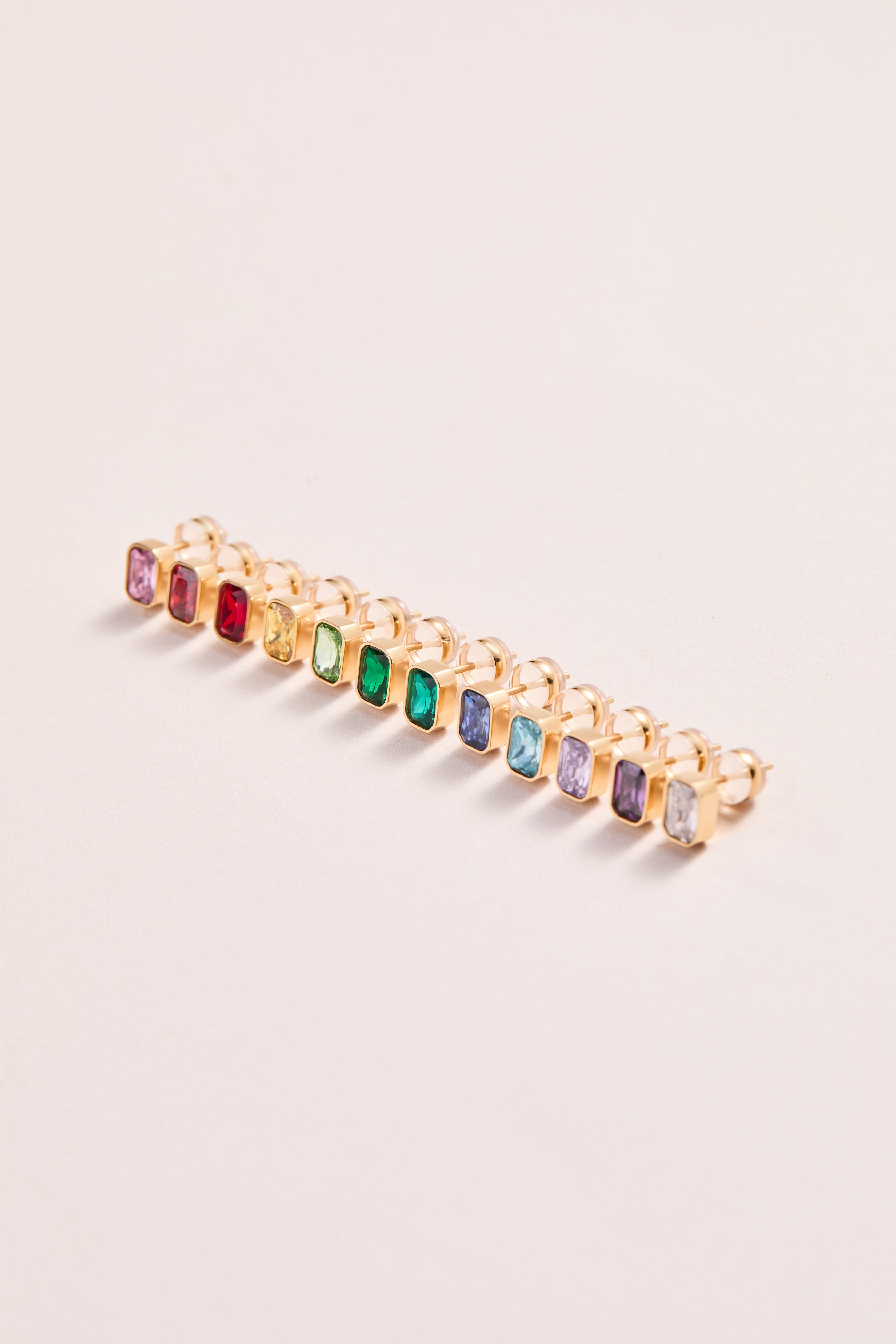 January Emerald-Cut Birthstone Stud