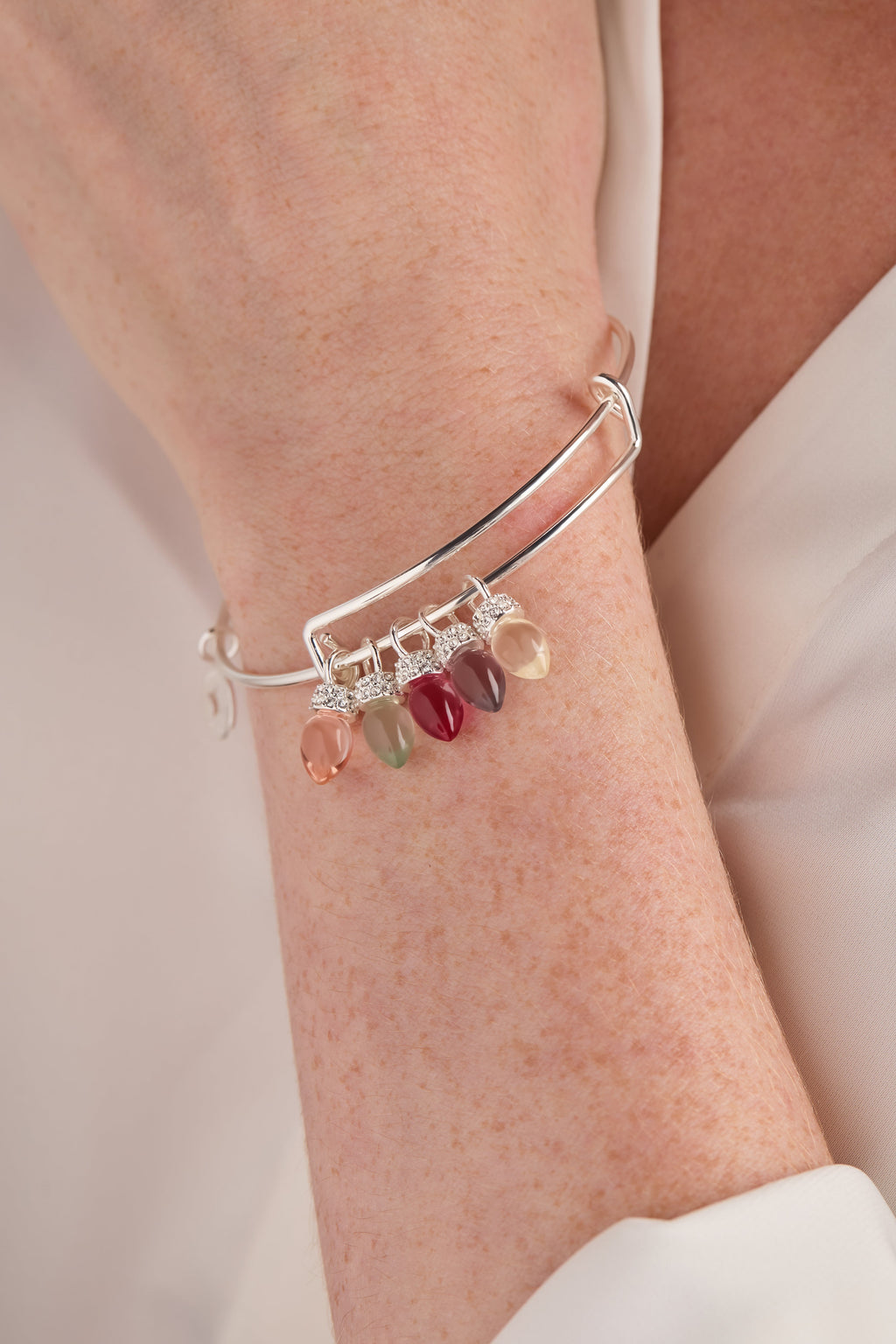 Christmas Muted Light Bulb Charm Bangle