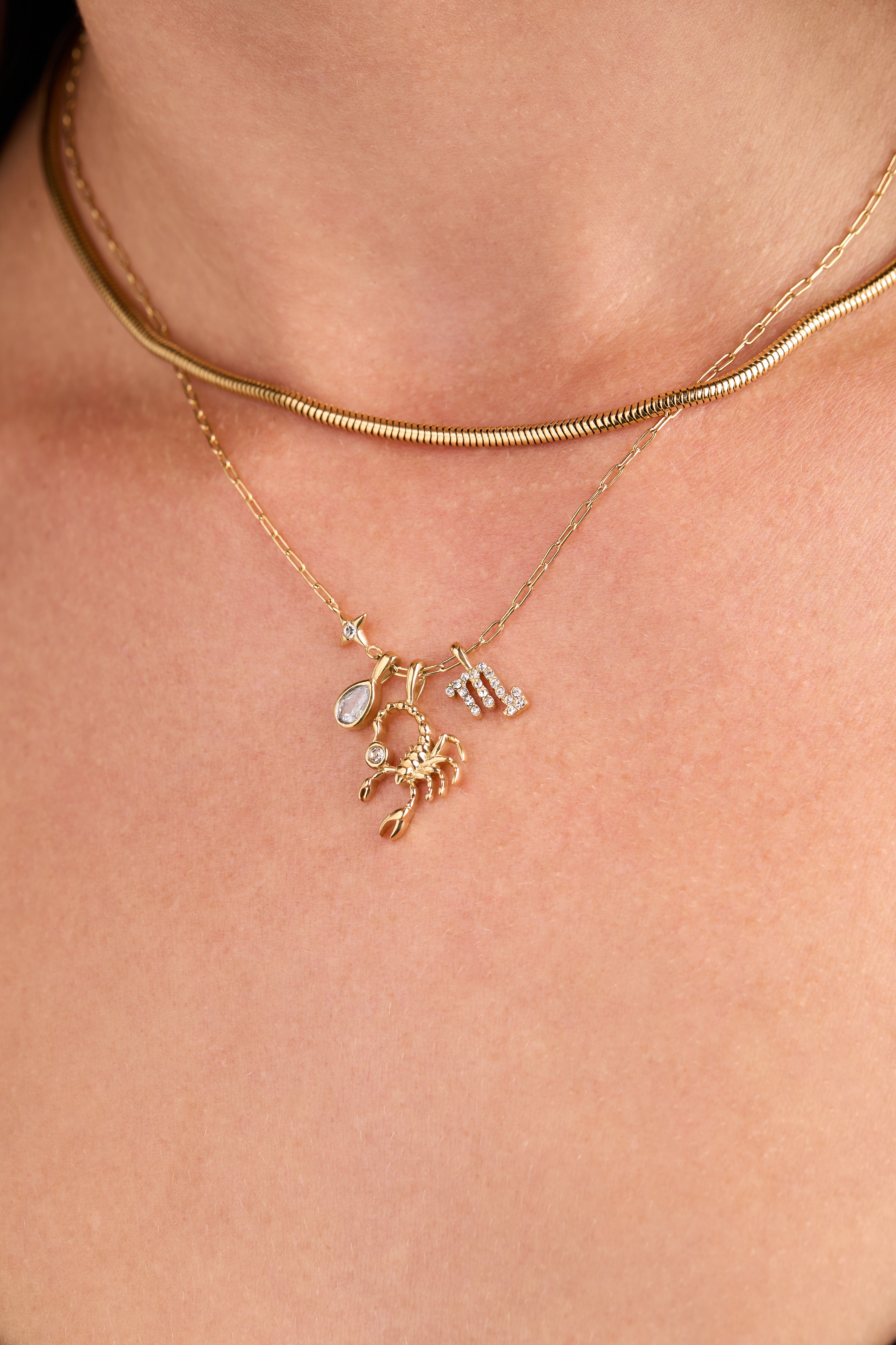 Scorpio Zodiac Charm Cluster Necklace