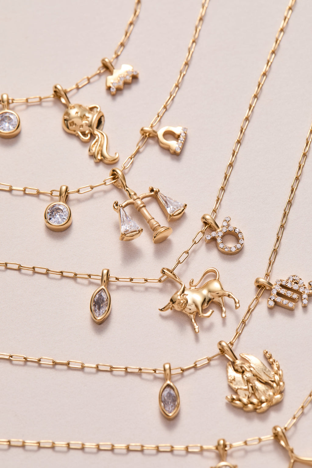 Taurus Zodiac Charm Cluster Necklace