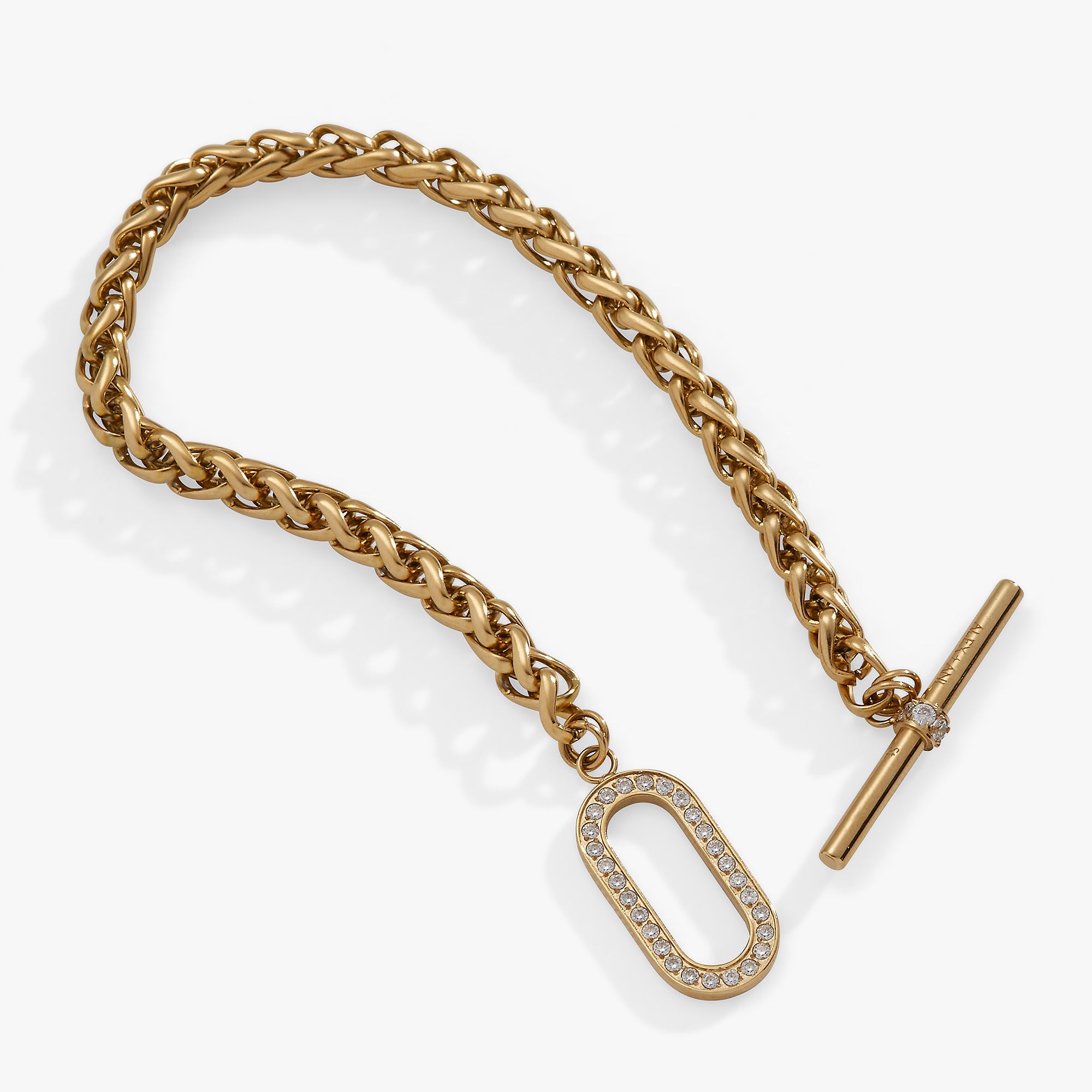 Wheat Chain Pavé Crystal Toggle Bracelet