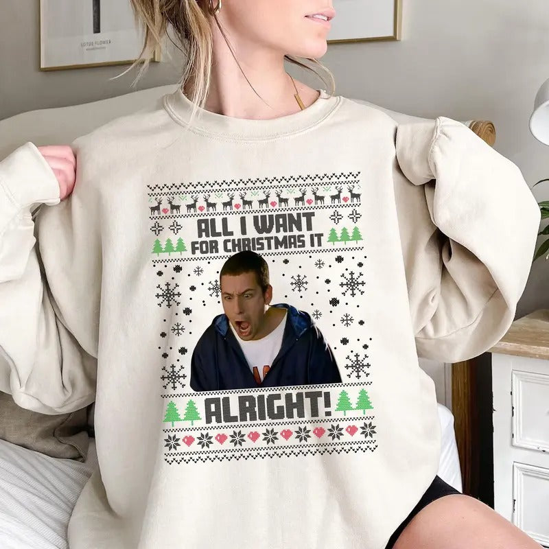 Adam Sandler Christmas Sweatshirt, Trendy Christmas Sweatshirt, Funny Christmas, Christmas Gift Unisex Heavy Cotton Tee