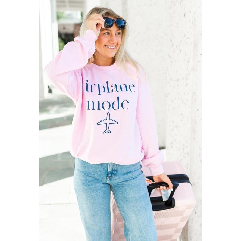 'Airplane Mode' Travel Vacation Sweatshirt Women Pullover