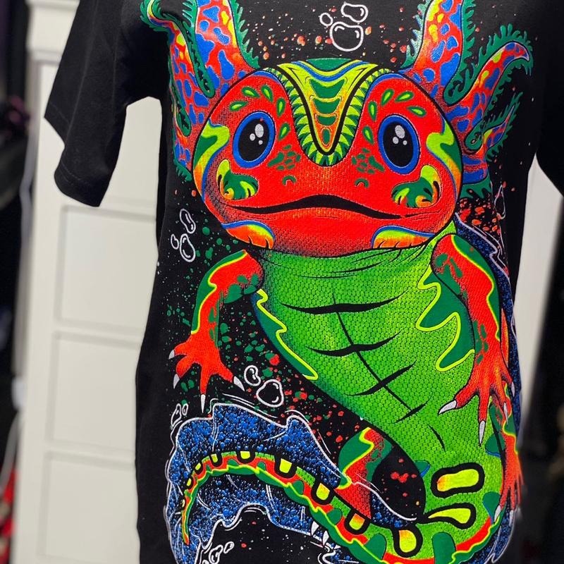 Ajolote agua T-shirt Cotton Casual Black Tshirt