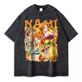 Anime Washed Tshirt Nami Graphic Unisex Tshirt Short Sleeve