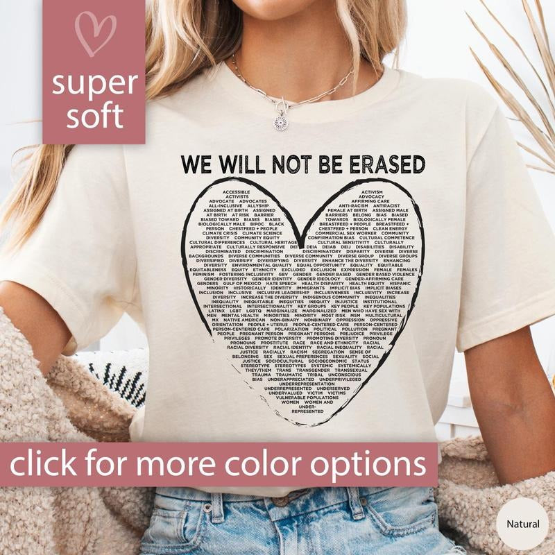 Anti Censorship Shirt, Banned Words Tshirt, We Will Not Be Erased Shirt for Women Political T Shirt, Equality Tee Shirt