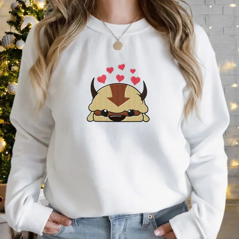 Appa Avatar Embroidered Sweatshirt, Avatar Movie Embroidered T-shirt, Appa Lover Embroidered Tee