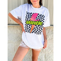 Auntie Neon Checkered Graphic Top