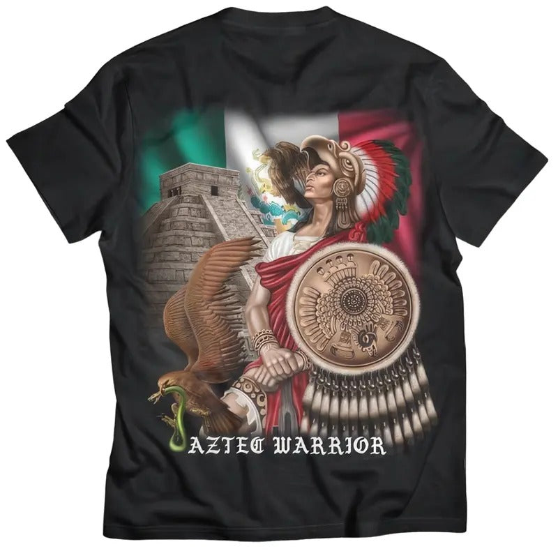 Aztec Warrior Back T-Shirt Cotton Menswear Tshirt