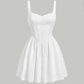 Backless Sweetheart Neck Sleeveless High Waist A Line Swing Flared Short Cami Dress