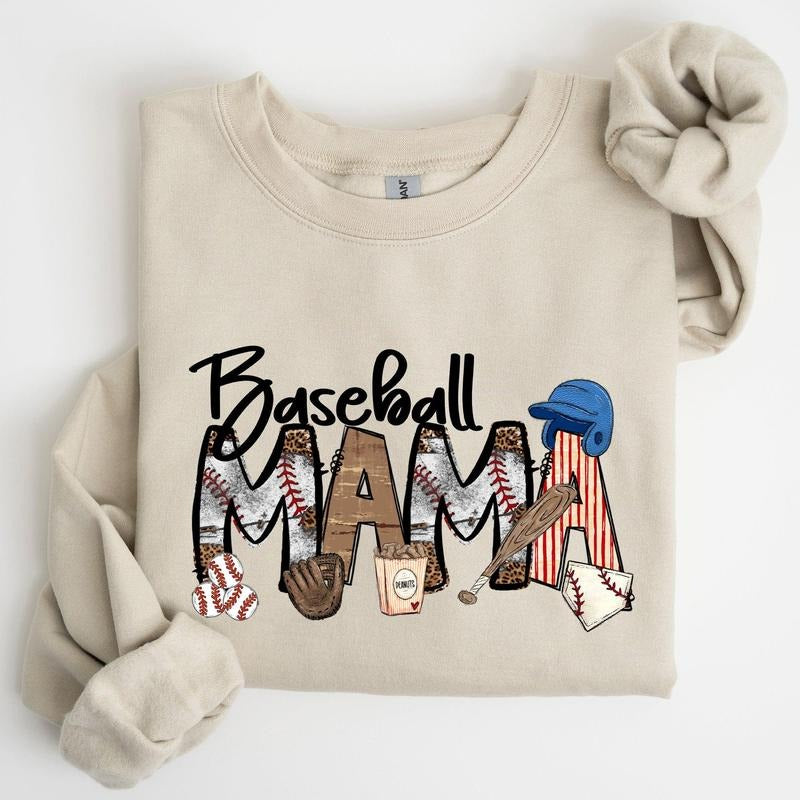 Baseball Mama, Sports, Mother's Day Sweatshirt, Women's Crew Neck, Crewneck