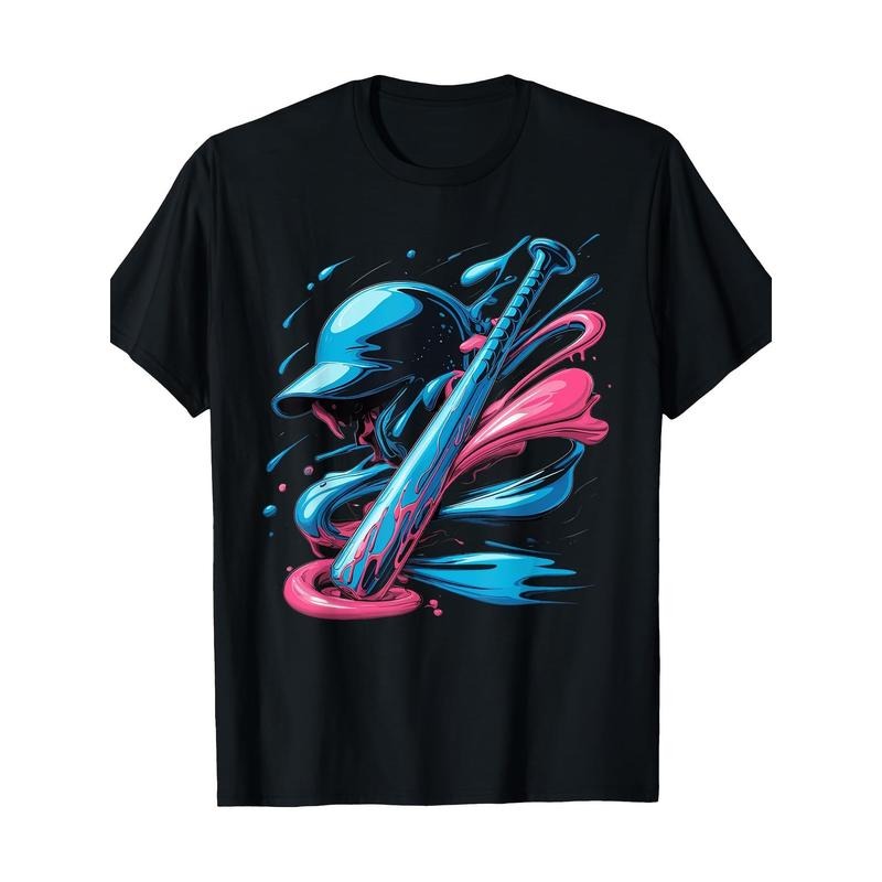 Baseball Player Sport Sprinkles Drip Baseball Bat T-Shirt -100% Cotton - 220g made in usa