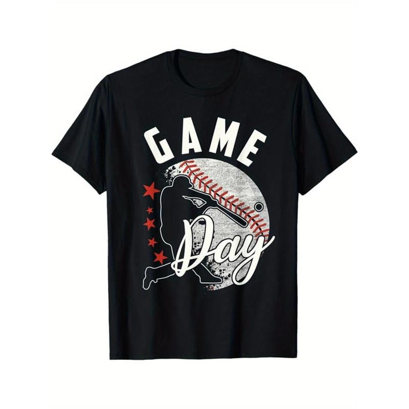 Baseball Printed, Men's Cotton Graphic T-shirt, Casual Short Sleeve Crew Neck Gamer T-shirt, Men's Tee For Outdoor made in usastyle{n002}8