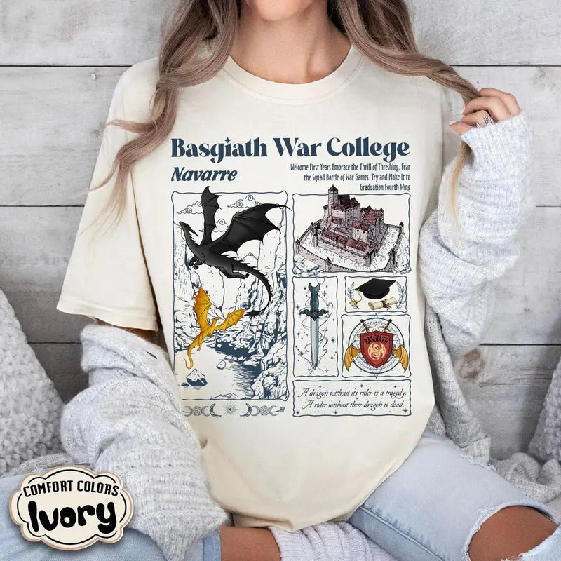 Basgiath War College T-Shirt, Fourth Wing Shirt, Dragon Rider Shirt, The Empyrean Series,Violet Sorrengail Shirt, Fantasy Book
