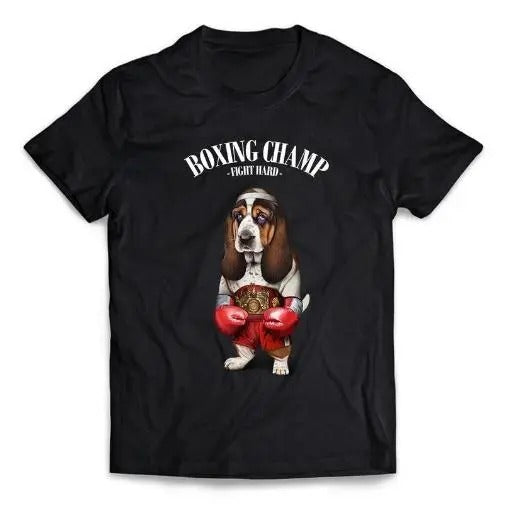 Basset Hound Dog Boxing Champion Fighter - Short-Sleeve Unisex T-Shirt Made in USA