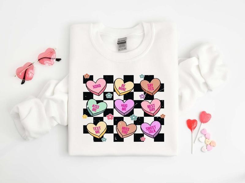 Be Mine Sweatshirt Conversation Hearts Shirt Xoxo Sweatshirt Valentines Day Shirt Couple Shirt Gift For Her Gift For Valentine, Express and Free Shipping