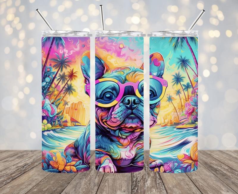 Beach vibes french bulldog  20oz Stainless steel tumbler T-Shirts, Hoodie, Sweatshirt | GrindPrints.com