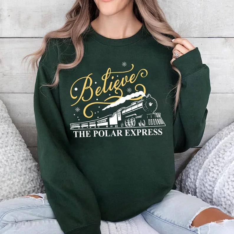 Believe Polar Express Sweatshirt, Christmas Family Pajamas, Christmas Express Shirt, Believe Christmas Shirt, Red Green Christmas Sweatshirt, Believe Christmas Sweatshirt, Polar Express Sweatshirt, Christmas Family Matching Shirt, Xmas Gift For Family