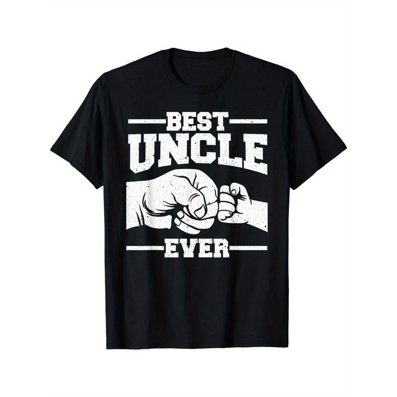 [Best Uncle Ever Tee] 1pc Best Uncle Ever - 100% Cotton Graphic Tee - Casual Printed Top for All Seasons, Adult Unisex Fit Made in USA