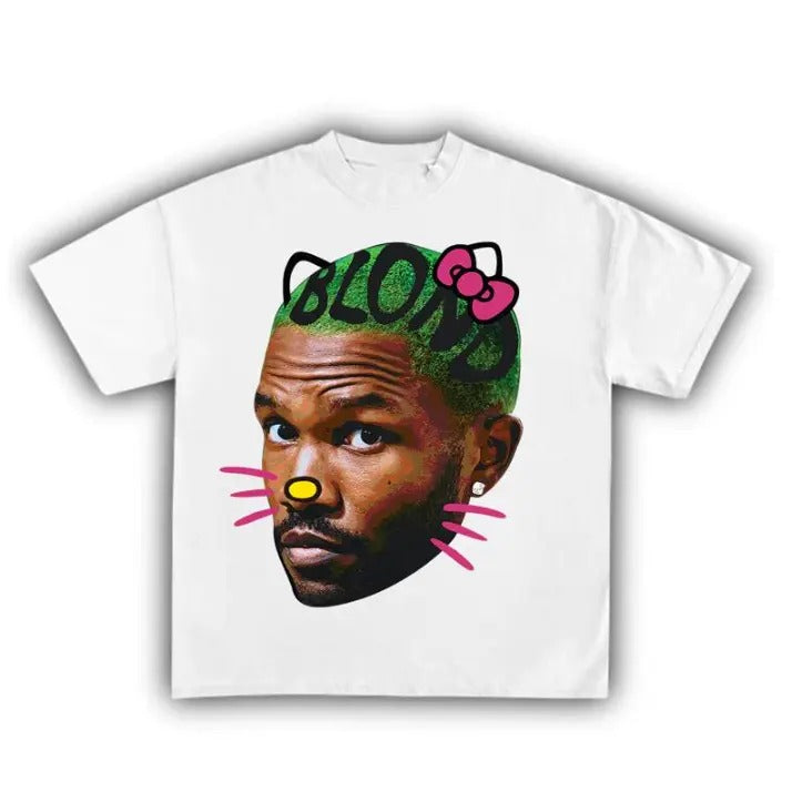 Big Face Frankkk Pink Kitty Shirt, Blonde Tee