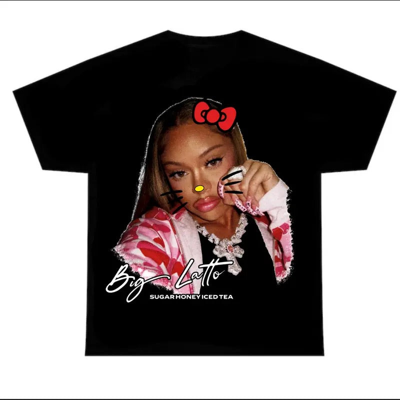 Bigg Latto Black Tee, Latto Red Kitty Shirt