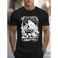 Birds Illustration Print, Men's Crew Neck Short Sleeve T-shirt, Stylish & Trendy & Cozy For Casual Summer Wear Made in USA
