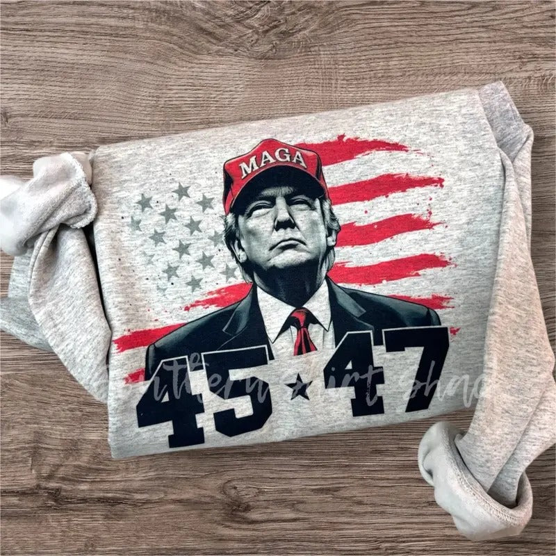 Black & Red Trump 45 47 Sweatshirt