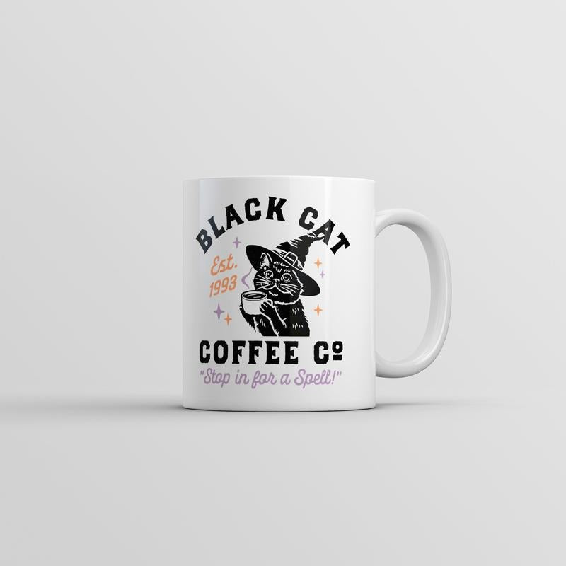 Black Cat Coffee Co Mug Funny Sarcastic Kitten Graphic Novelty Cup-11oz Funny Coffee Mugs Ceramic Printed Drinkware Cup
