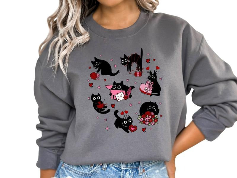 Black Cat Valentine Women's Top & Sweatshirt