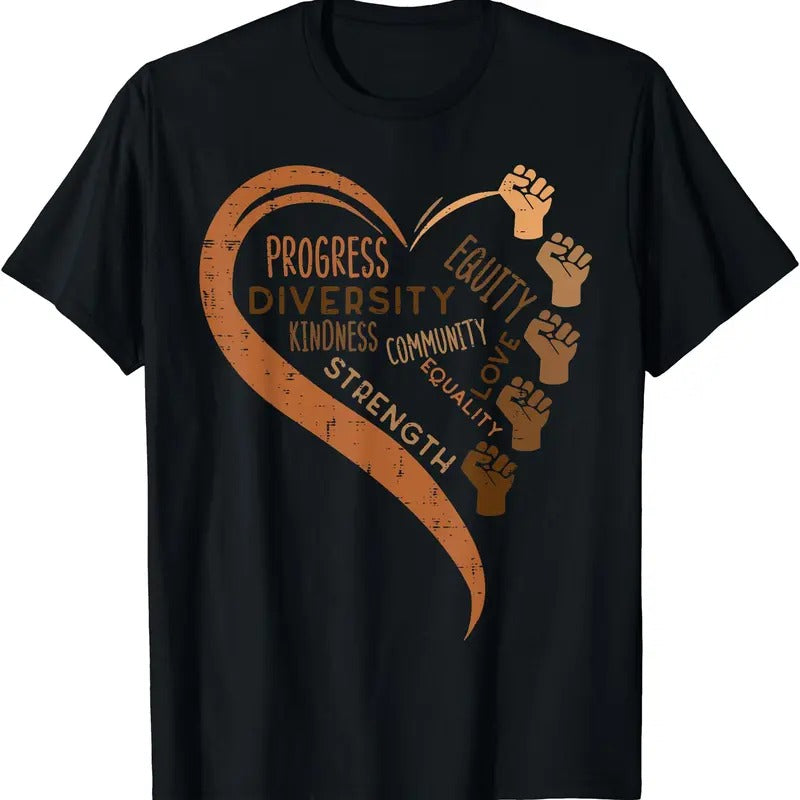 Black History Fists Diversity Equity Melanin African Women T-Shirt