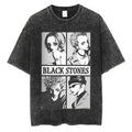 Black Stones Shirt Japanese Anime Nana Osaki Print Vintage Washed Tshirt Harajuku Streetwear Graphic
