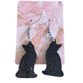 Black cat glitter earrings