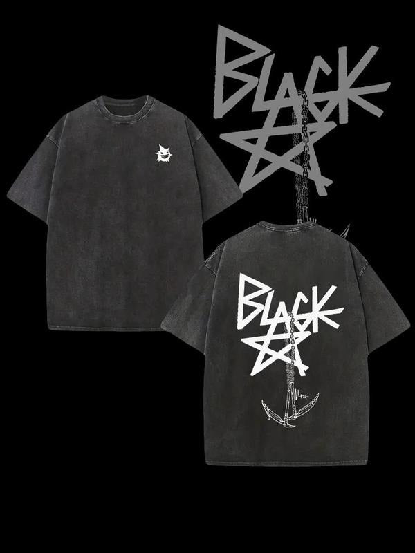 Blackstar X Chain Scythe - Soul Eater Oversize T-Shirt T-shirt Wash, Cotton 100%, Anime Blackstar