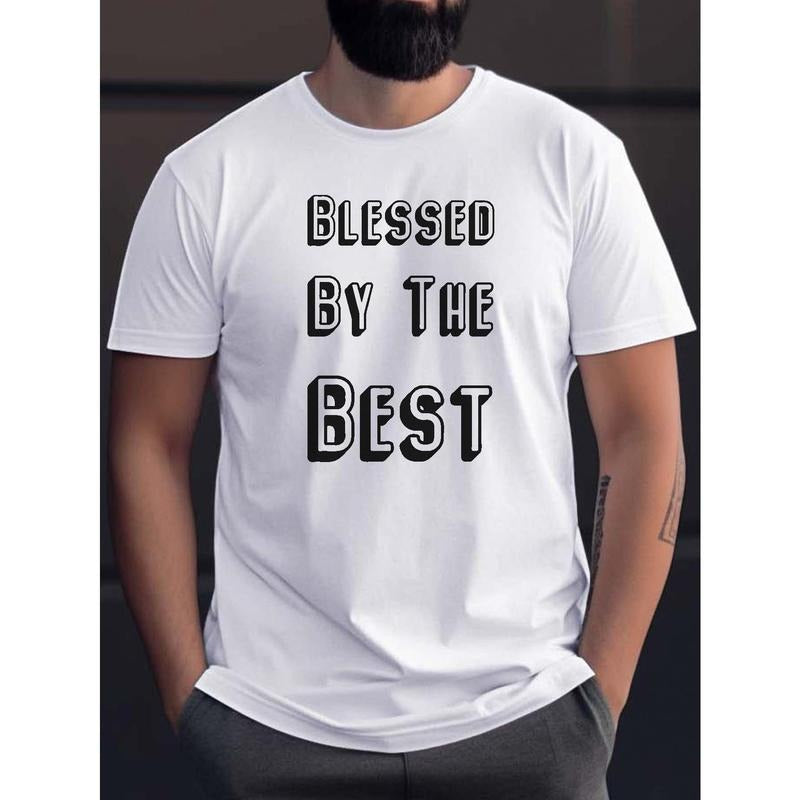 Blessed By The Best Print T Shirt, Tees For Men, Casual Short Sleeve T-shirt For Summer Made in USAstyle{n002}2
