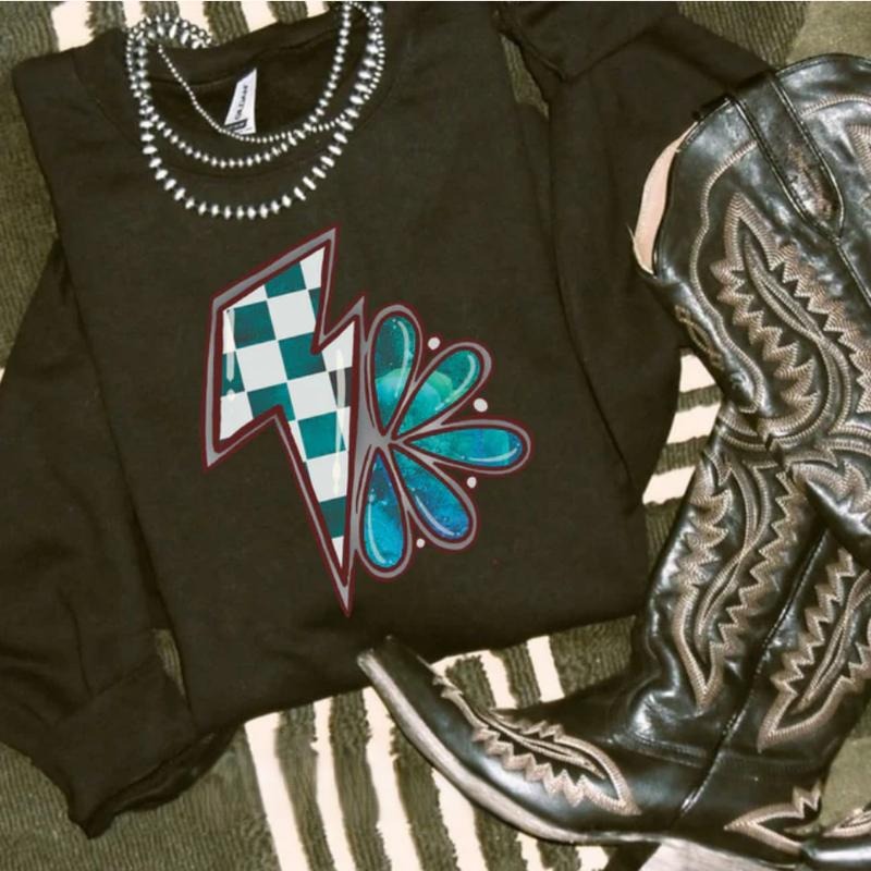 Blue Bolt Crewneck vintage sweatshirts, cowgirl outfits, western outfits women clothing, country western girl tops stuff shirt hoodie