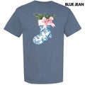 Blue Floral Stocking Comfort Colors T-Shirt 'NLB'