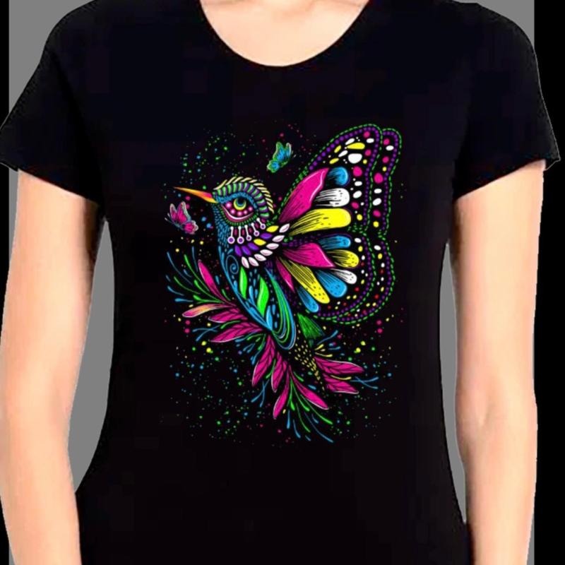 Blusa para dama. Colibri mariposa Cotton Casual