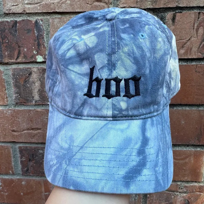 Boo - Tie-Dye Embroidered Dad Hat (Black Thread)