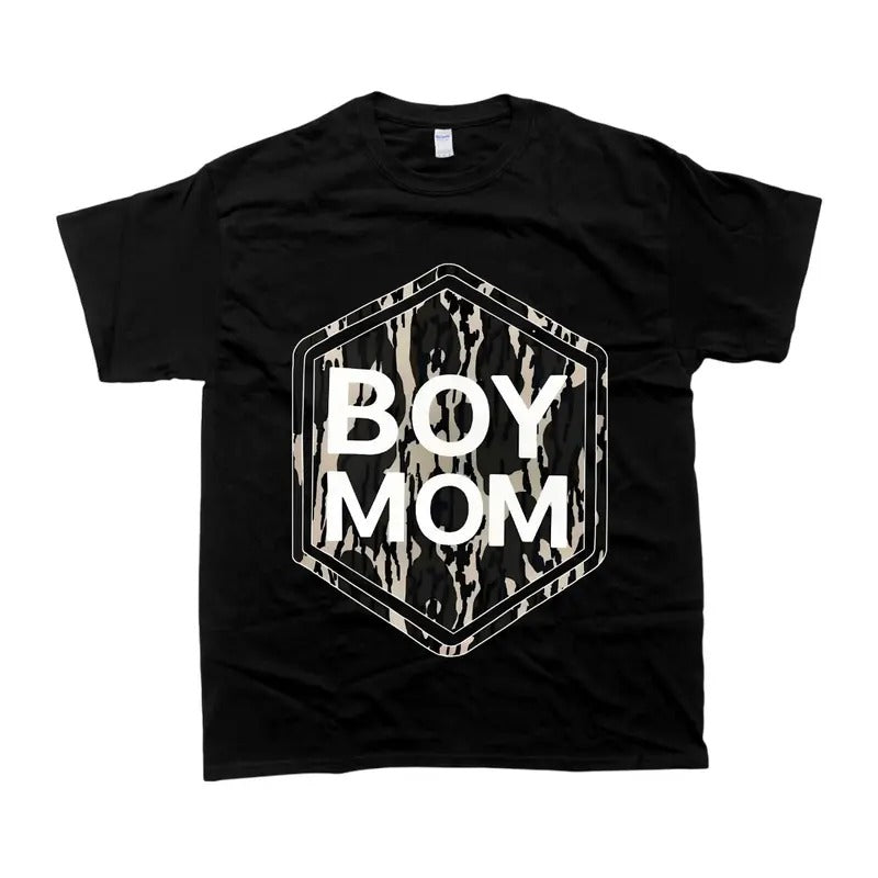 Bottomland Boy Mom Camoflauge Pattern Unisex Tshirt Top