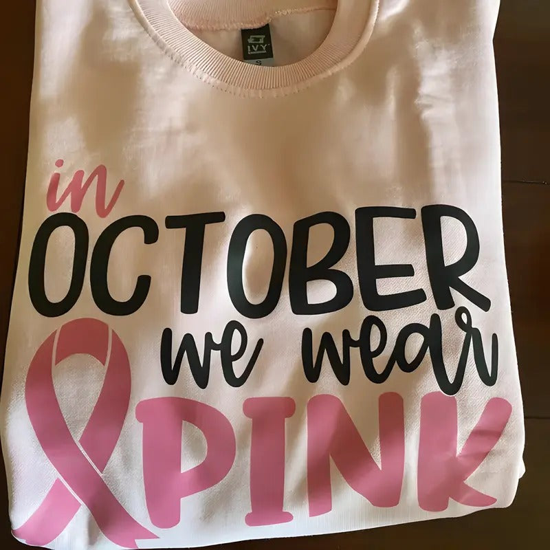 Breast Cancer Awareness Sweatshirt - October Pink Shirt for Survivors, Motivational Team Cancer Shirt Crewneck Cotton