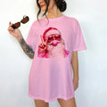 Bubblegum Santa- T-Shirt -  Print is Sublimation, Unisex Non-Fitted, Funny Graphic, Gift Idea, Relaxed Fit, Casual Apparel,