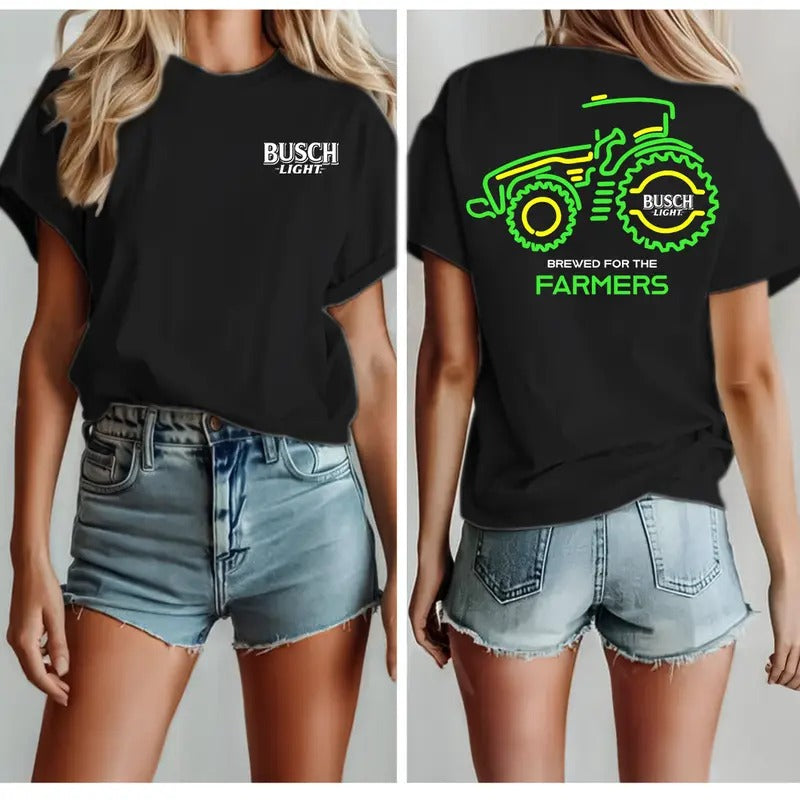 Busch Light Farmers Tractor 2-sided T-Shirt, S - 4XL, Graphic Tee