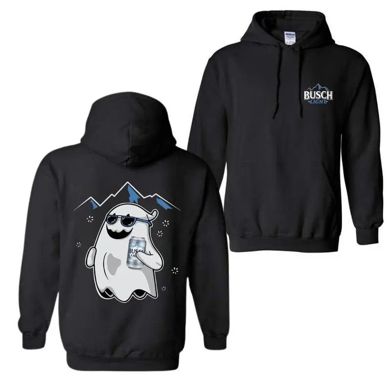 Busch Light Ghost Halloween Double Sided Hoodie , Busch Light Sweatshirt Crewneck For Men And Women, Halloween Trendy Hoodie