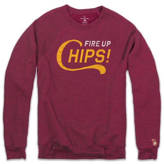 CMU - FIRE UP CHIPS SCRIPT FLEECE SWEATSHIRT (UNISEX)