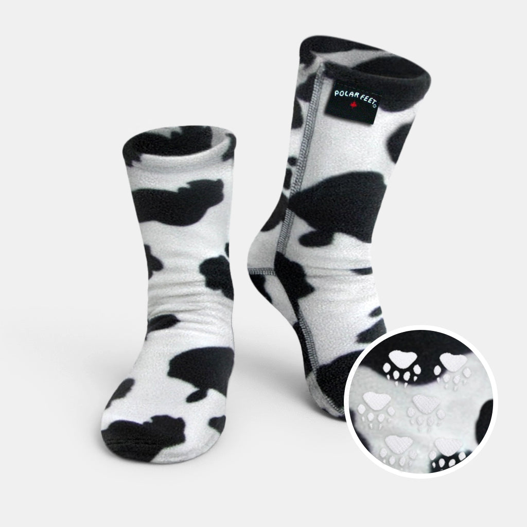 Kids' Nonskid Fleece Socks - Cow