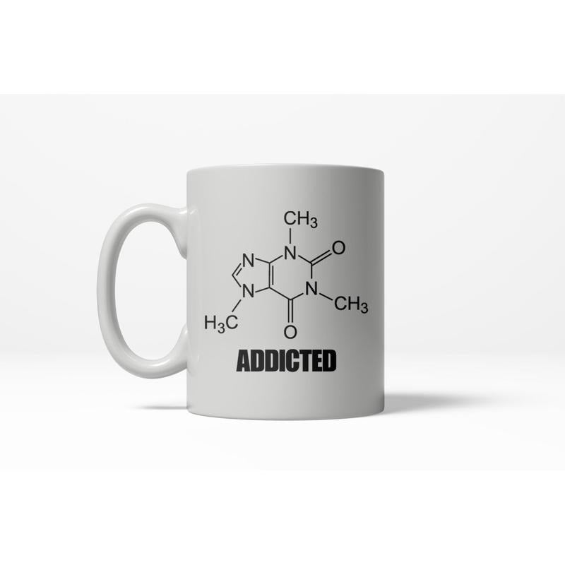 Caffeine Addicted Funny Nerdy Science Ceramic Coffee Drinking Mug 11oz Cup Funny Coffee Mugs Ceramic Printed Drinkware Cup