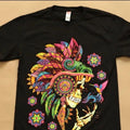 Calavera penacho T-shirts Cotton Black